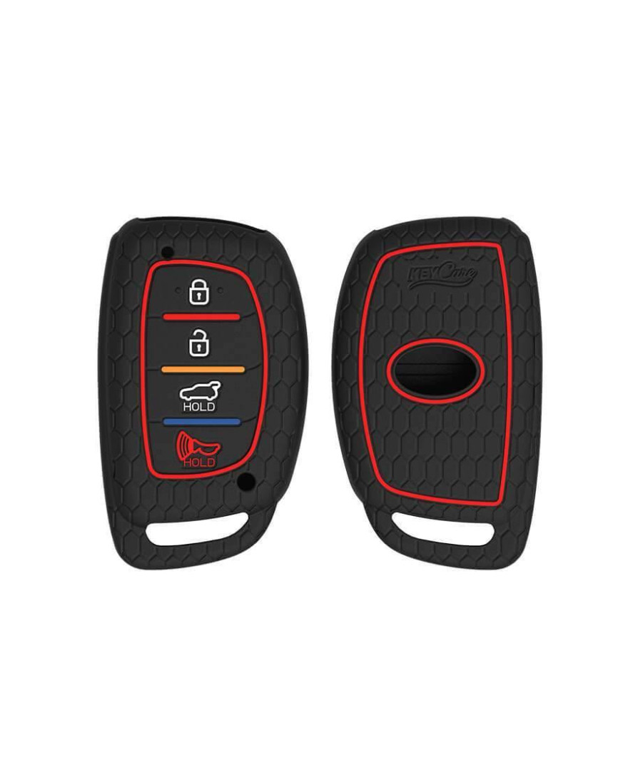 Keycare Silicon Key Cover KC30 for Venue, Elantra, Tucson, i20 N Line 2021, Creta 2020, i20 2020 Model with 4 Button Smart Key | Push Button Start Models only | Black